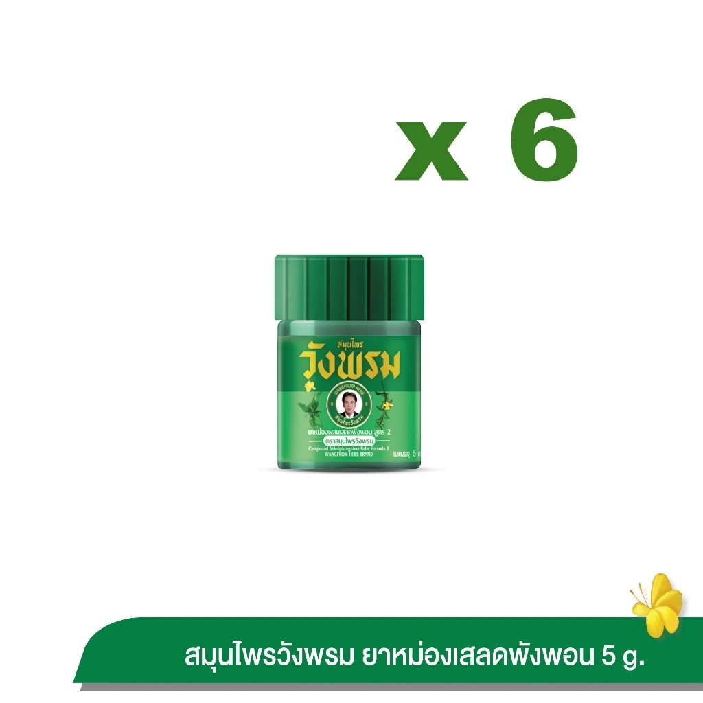 Wangpromherb สมุนไพรวังพรม ยาหม่องผสมเสลดพังพอน สูตร 2 ขนาด 5 กรัม 6 ขวด