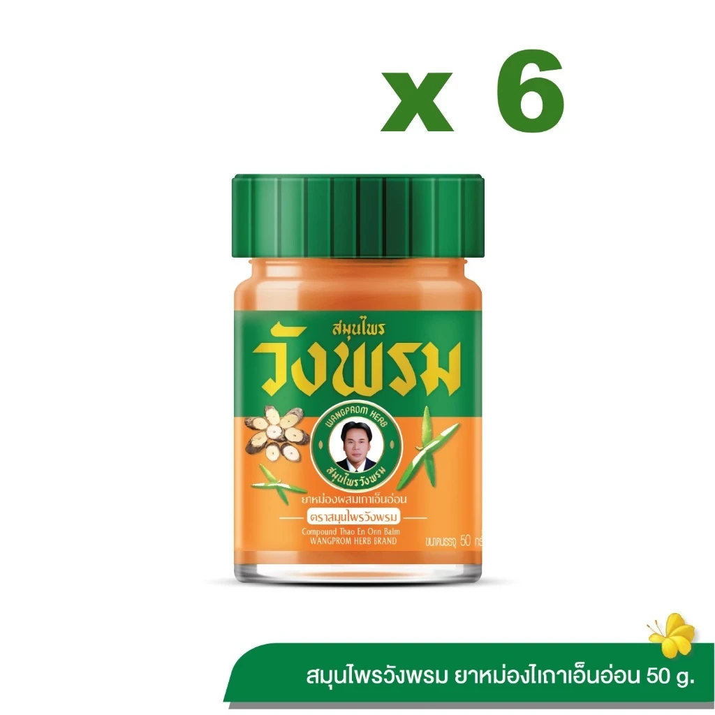 Wangpromherb สมุนไพรวังพรม ยาหม่องผสมเถาเอ็นอ่อน ขนาด 50 กรัม (แพ็ก 6 ขวด)